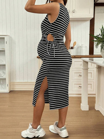 Maternity Clothes Maternity  Dress Summer Pregnant Clothes Black And White Maternity Dress, Sleeveless, Highly Elastic, Soft, Comfortable And Casual World Cup