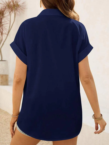 Maternity Batwing Sleeve Button-Up Shirt - Loose Fit Single-Breasted Long Casual Blouse in Solid Color