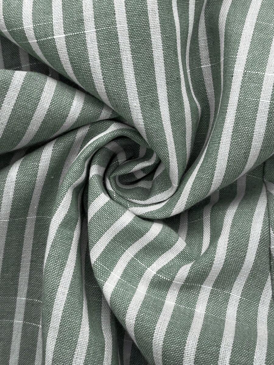 Maternity Striped Trousers - Adjustable Waist, Drawstring, Loose Straight Leg, Khaki