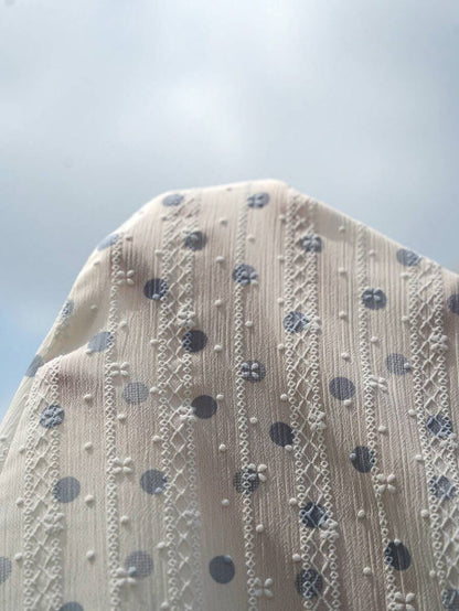 Maternity Polka Dot A-Line Mini Dress - Square Neck, Petal Sleeve, Ruffle, Ruched, White