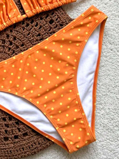 Swim Vcay Women's Summer New Contrast Color Striped Sexy Halter Triangle Cup Bikini Set