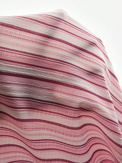Pink Striped Wide Leg Maternity Pants – Ultra High Waist Cropped Drawstring Trousers with Pockets & Knot Detail for Casual Daily Wear