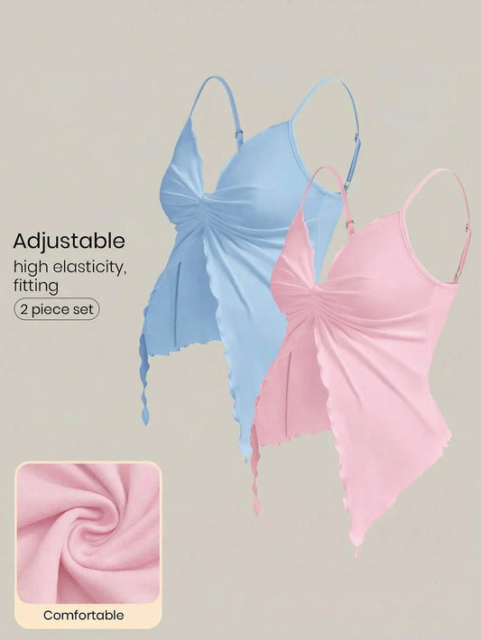2-Piece Maternity Camisole Set – Front Twist Summer Top