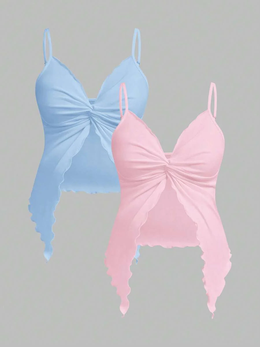 2-Piece Maternity Camisole Set – Front Twist Summer Top