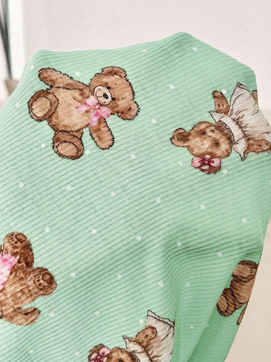 Maternity 2 Piece Contrast Lace Cute Bear Camisole and Adjustable Waist Shorts Set Slim Fit Knitted Casual Summer Beach Outfit