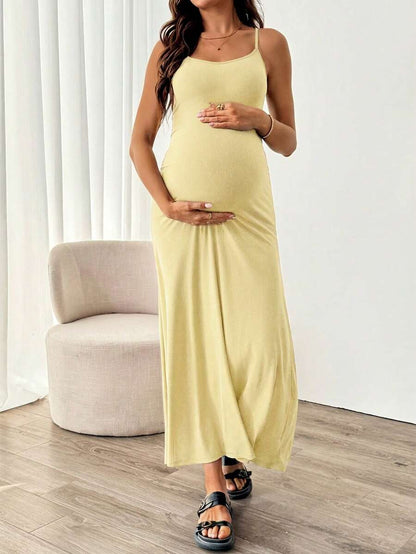 Maternity Solid Color Mermaid Hem Fitted Camisole Dress