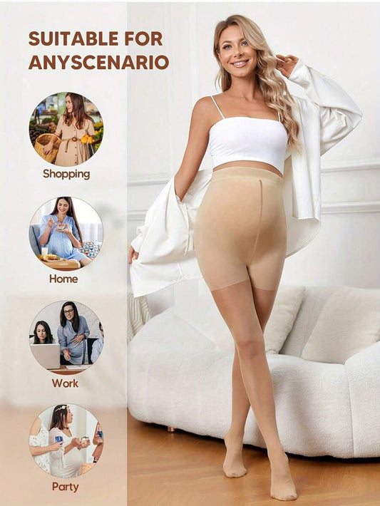 Maternity Pantyhose 1-3 Pairs - Elegant Plus Size High Waist Non Slip Anti Snag, Daily Wear
