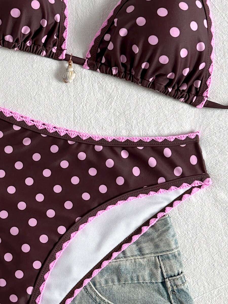 Swim Vcay Women's 2 Pieces Bikini Swimwear, Halter Neck Tie, Floral Print, Fashionable Casual Vacation Swimming Set Women Two Pieces Sets Swimwear Women Bikini Sets Swim Oasis 2 Pieces Flower Bikini Tropical Bikini Set