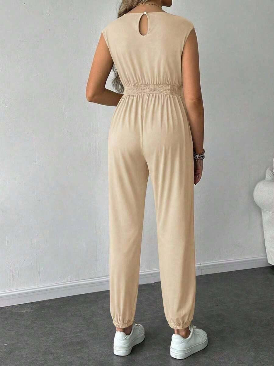 Solid Color Sleeveless Casual Jumpsuit For Pregnant Women, Daily Wear, For Maternity