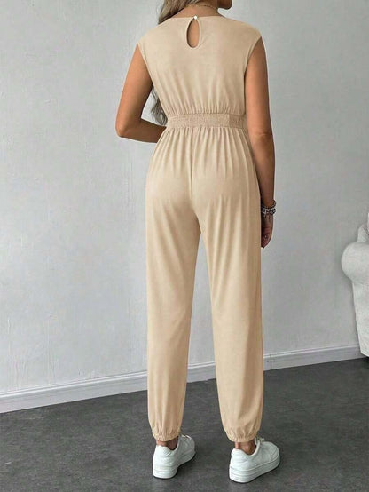 Solid Color Sleeveless Casual Jumpsuit For Pregnant Women, Daily Wear, For Maternity