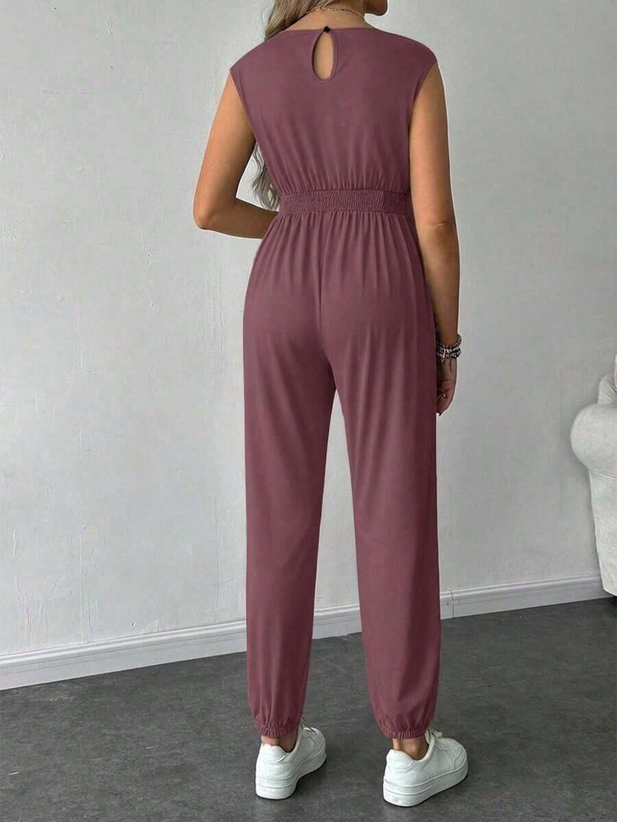 Solid Color Sleeveless Casual Jumpsuit For Pregnant Women, Daily Wear, For Maternity