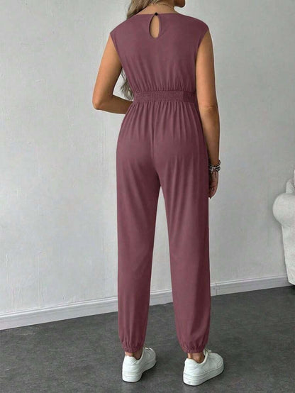 Solid Color Sleeveless Casual Jumpsuit For Pregnant Women, Daily Wear, For Maternity