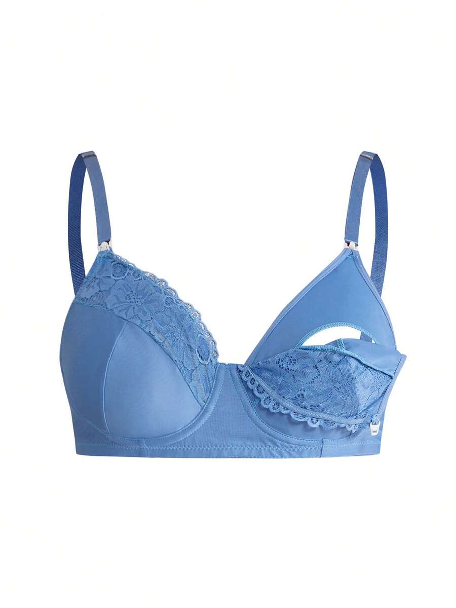Plus Size Lace Nursing Bra - Hook Closure Underwire Lift Support, Breastfeeding Lingerie