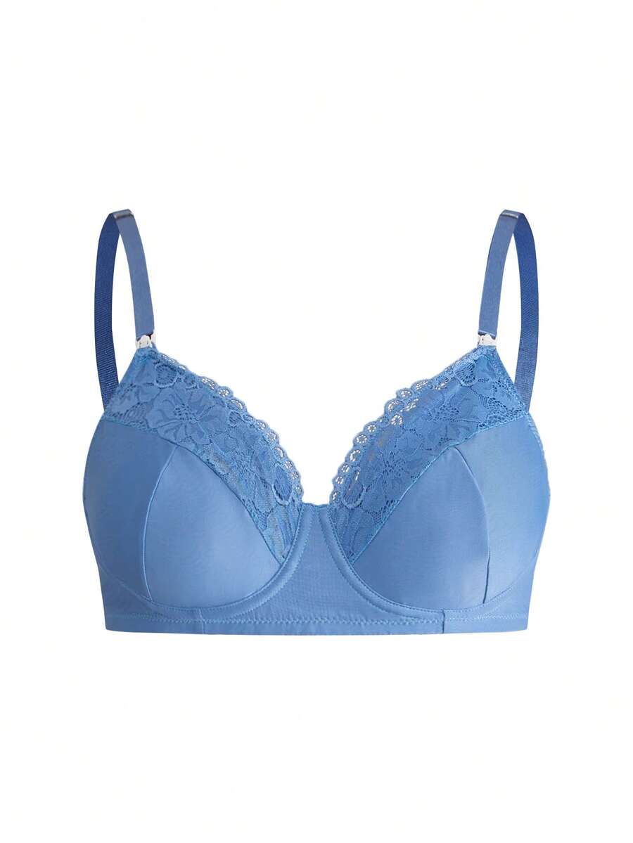 Plus Size Lace Nursing Bra - Hook Closure Underwire Lift Support, Breastfeeding Lingerie