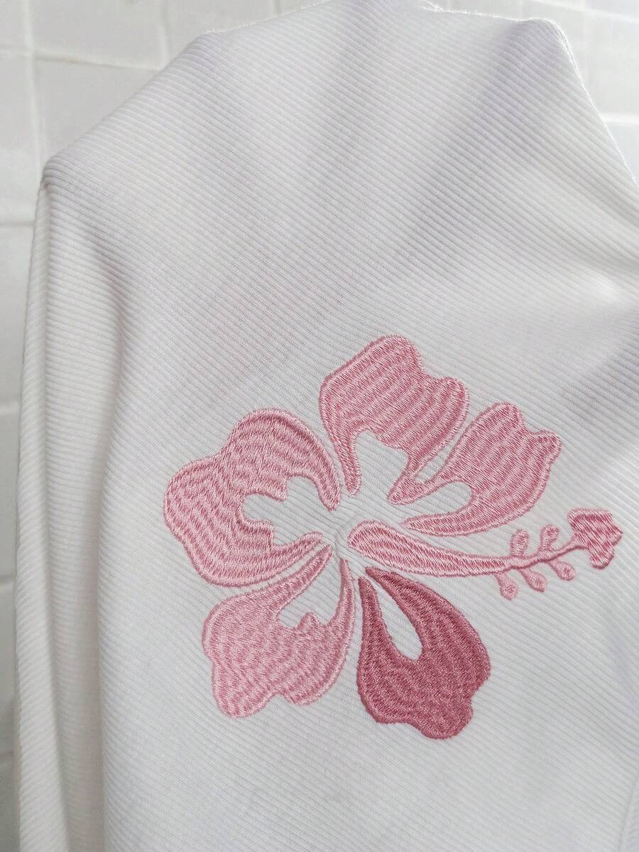 White Floral Embroidery Maternity Tank Top and Plaid Shorts 2-Piece Set - Slim Fit Summer Beach Vacation Outfit Cotton Blend