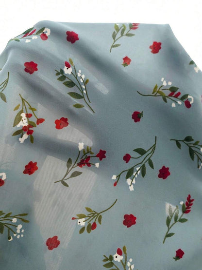 Maternity Ditsy Floral Peplum Blouse - Square Neck, Puff Sleeve, Slim Fit, Blue