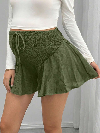 Maternity Track Shorts - Knot Detail, Loose Fit, Ultra High Waist, Minimalist, Black