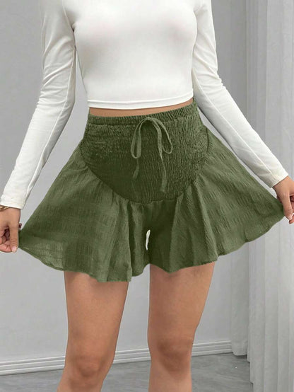 Maternity Track Shorts - Knot Detail, Loose Fit, Ultra High Waist, Minimalist, Black