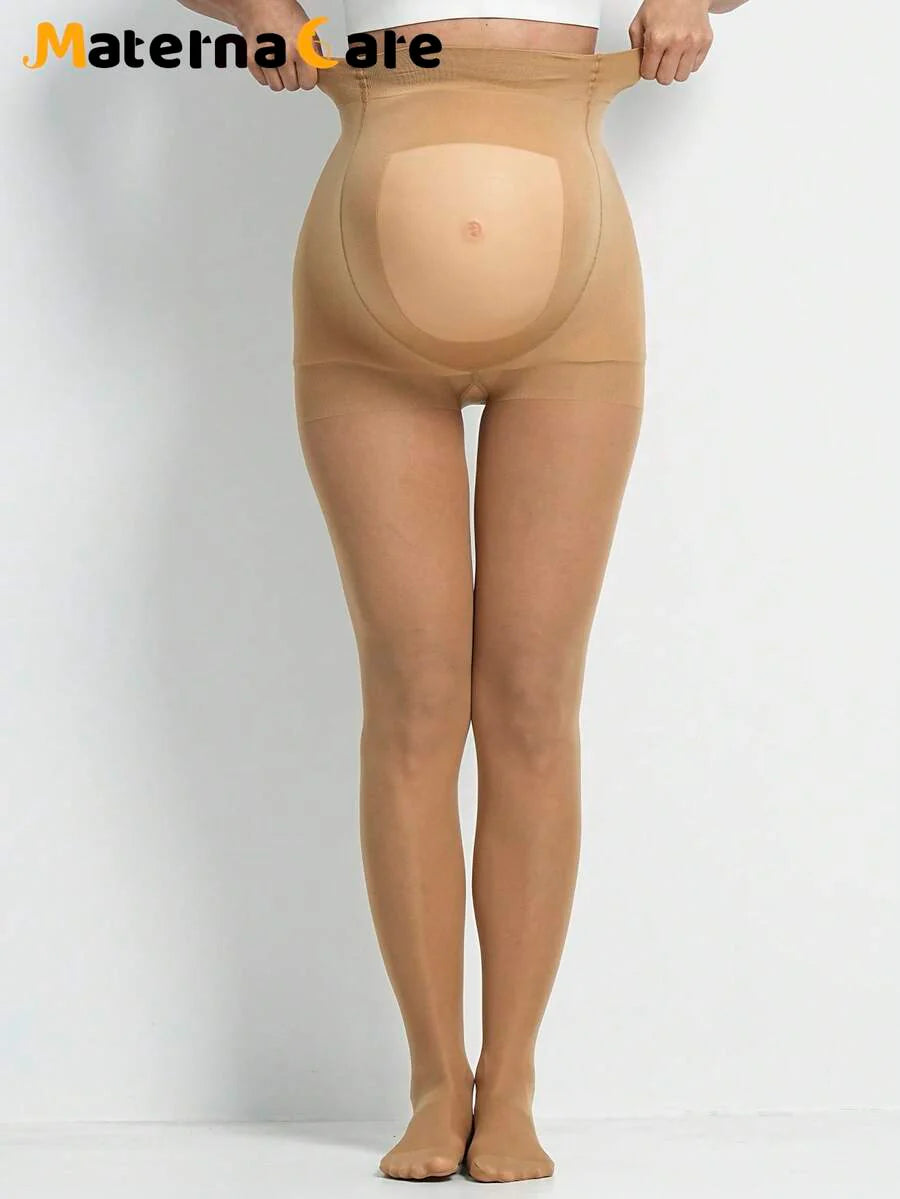 Maternity Sheer Tights 1-2 Pack - High Waist Soft Transparent Belly Design Elegant Pantyhose