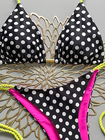 Swim Vcay Women's Solid Color Halter Tie Backless Sexy Thong Bikini Set Bikini Triangle Lemon Bikini Yellow Bathing Suits Light Yellow Bikini String Bikini Set