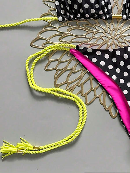 Swim Vcay Women's Solid Color Halter Tie Backless Sexy Thong Bikini Set Bikini Triangle Lemon Bikini Yellow Bathing Suits Light Yellow Bikini String Bikini Set