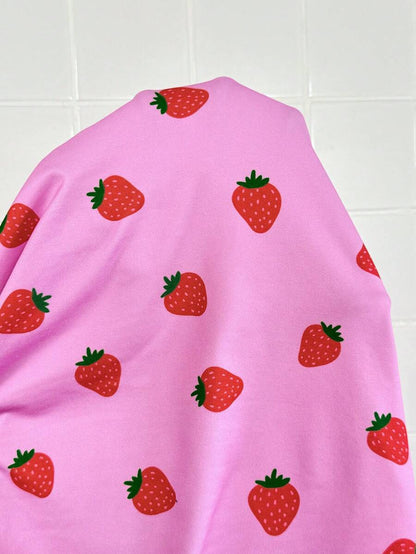 Maternity Rose Red Strawberry Print Square Neck Bodycon Dress Slim Fit Puff Short Sleeve Highly Elastic Casual Holiday Mini Dress