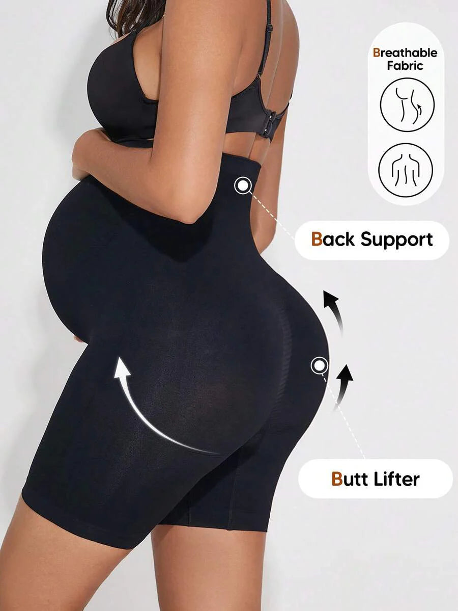 High Waist Seamless Maternity Shorts - Plus Size Anti-Chafing Sports & Cycling