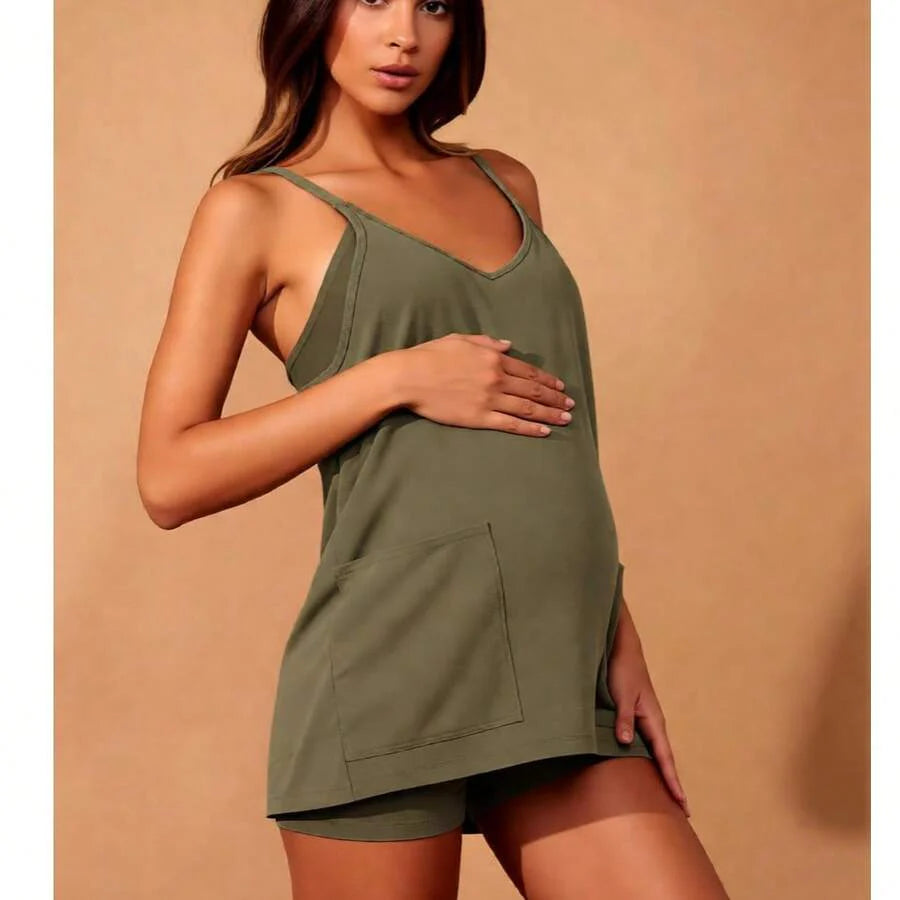 Maternity Dress Women's Workout Dress - Fitness Casual Mini Dress With Built-In Shorts, Sleeveless Style And Spaghetti Straps For Golf And Athletic Activities Maternity Clothes Khaki Dress,Fall Summer Short Dress,Fall Women Outfits,Office Wear,Work Women