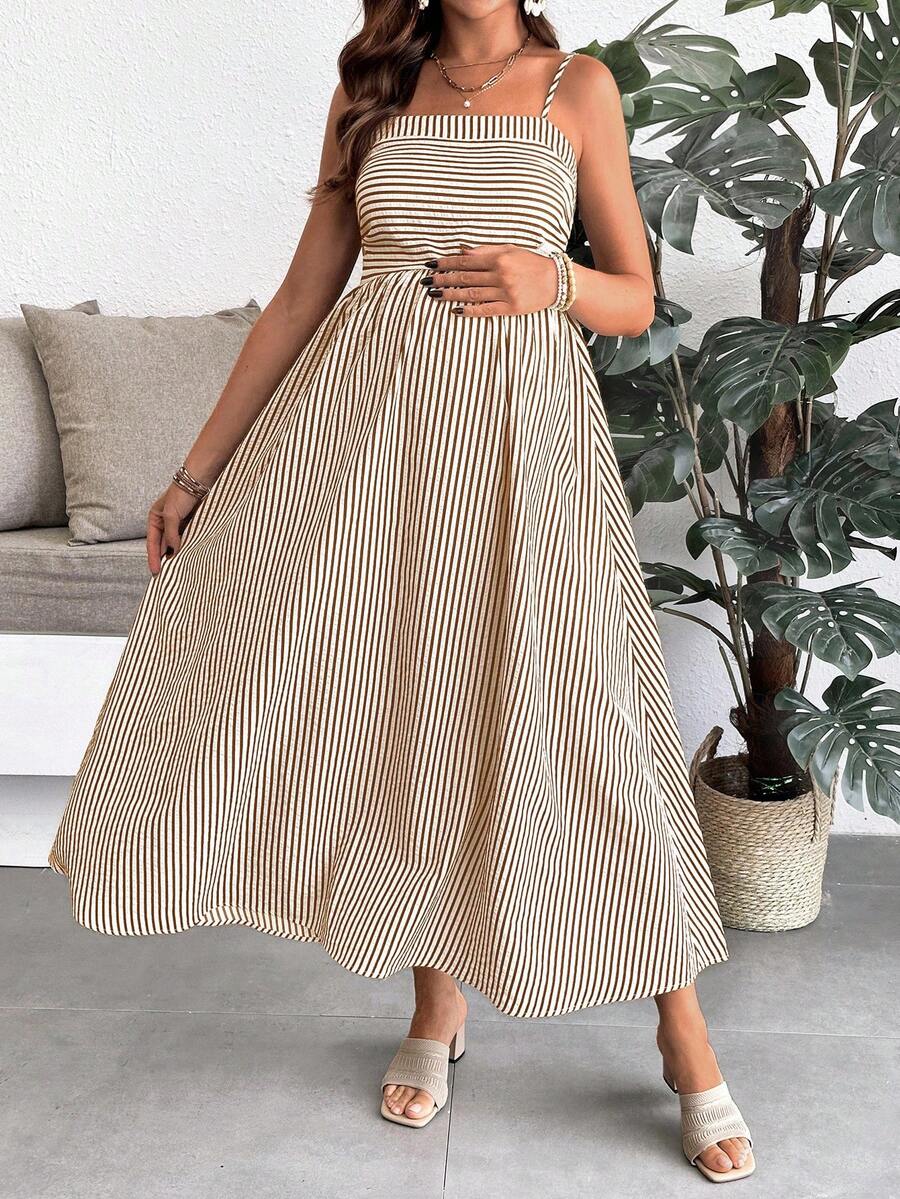 Maternity Summer Casual Striped A-Line Sleeveless Dress