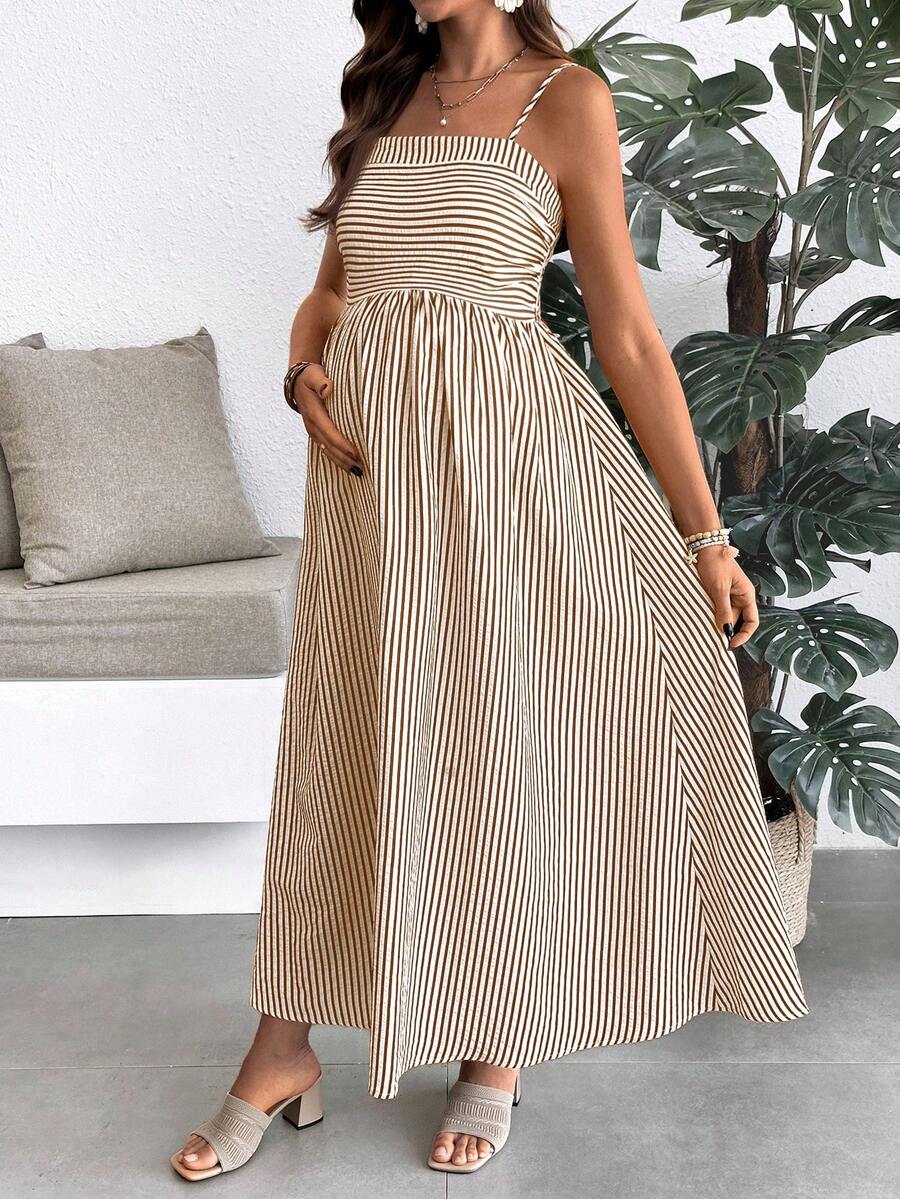 Maternity Summer Casual Striped A-Line Sleeveless Dress