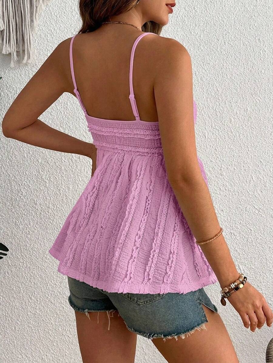 Pleated Lace Maternity Camisole - Apricot Slim Fit Ruched Spaghetti Strap Knitted Cami Top for Daily Wear
