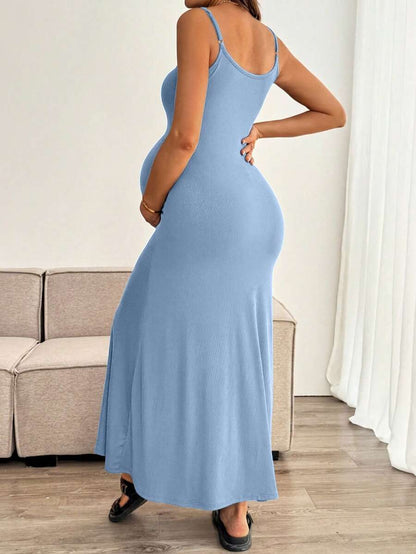 Maternity Solid Color Mermaid Hem Fitted Camisole Dress