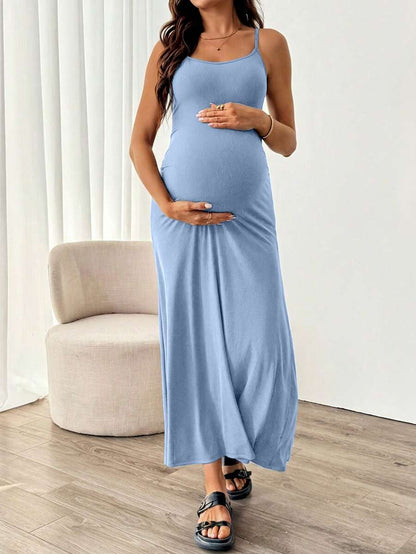 Maternity Solid Color Mermaid Hem Fitted Camisole Dress