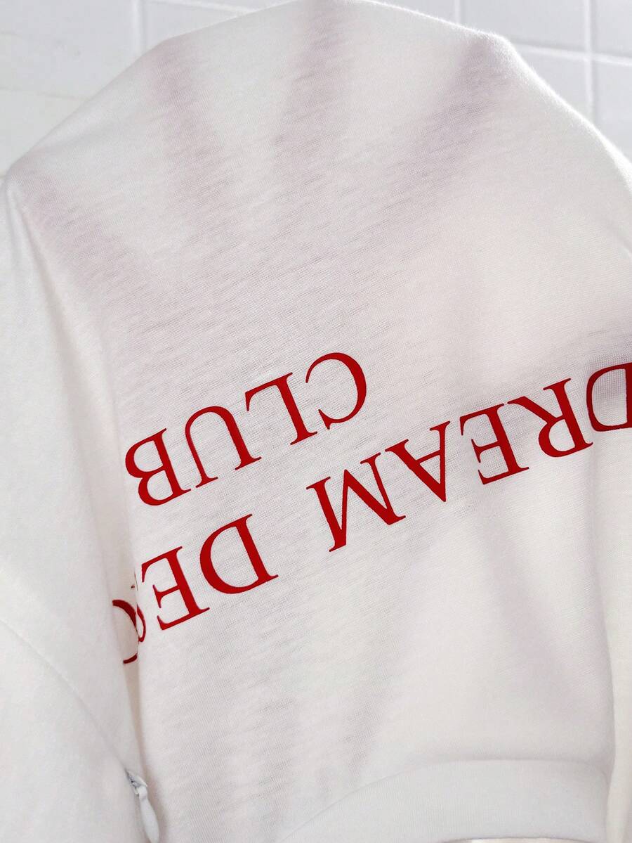 Red and White Maternity Nursing Two-Piece Set - Loose Lettering Print T-Shirt and Plaid Mini Shorts - Summer Beach Casual 2-Piece Outfit
