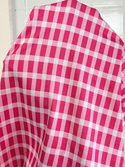 Pink Plaid Spaghetti Strap Maternity Midi Dress - High Stretch Slim Fit Knitted Cami Dress for Summer Holiday and Casual Pregnancy Style