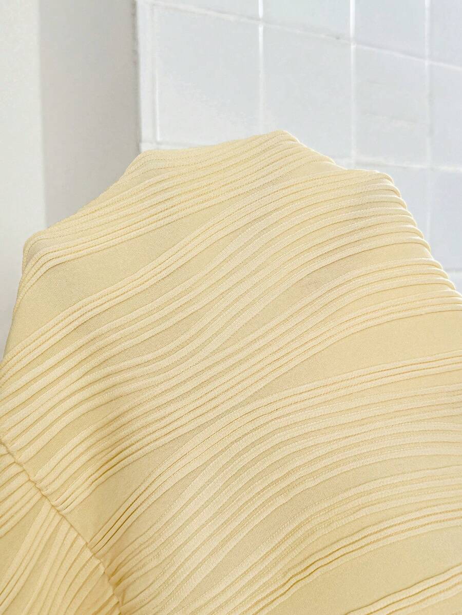 Yellow Maternity Two Piece Set Comfortable Textured Camisole and Adjustable Waist Shorts Slim Fit Summer Vacation Loungewear