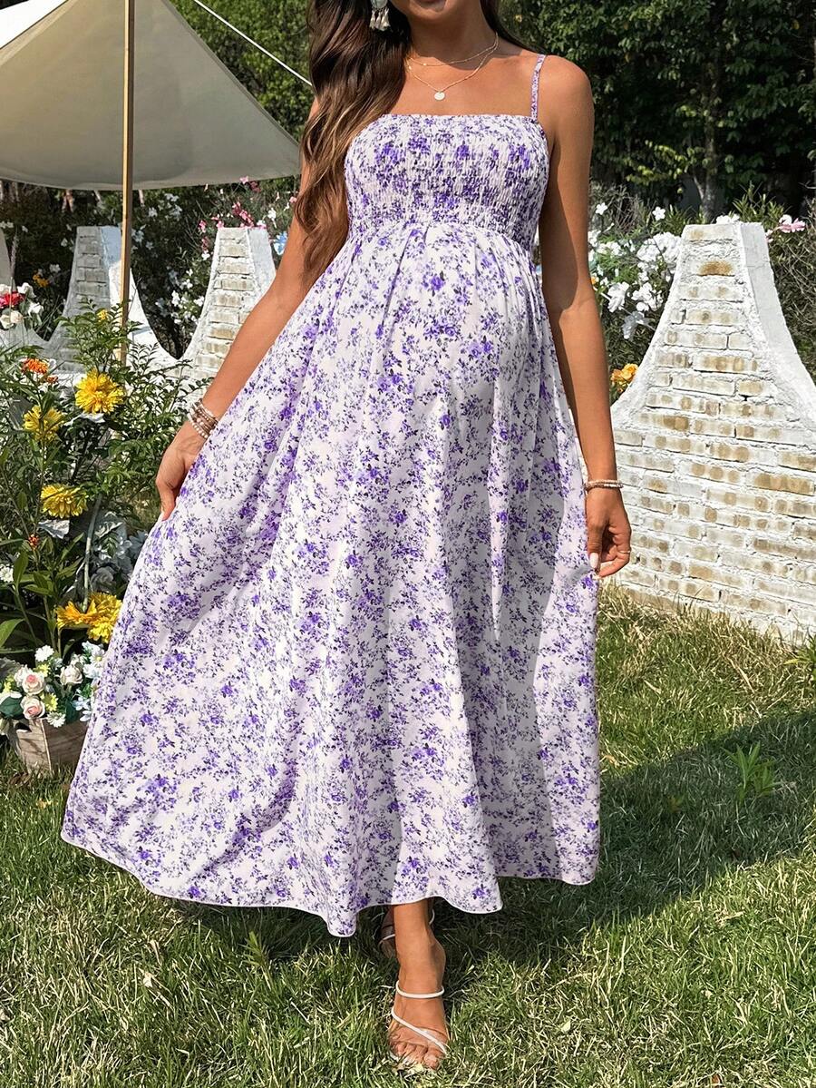 Women's Casual Ditsy Floral Maternity Strap Dress