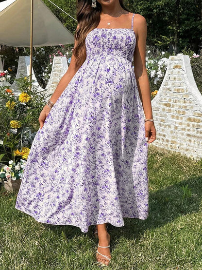 Women's Casual Ditsy Floral Maternity Strap Dress