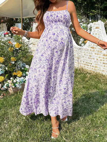Women's Casual Ditsy Floral Maternity Strap Dress