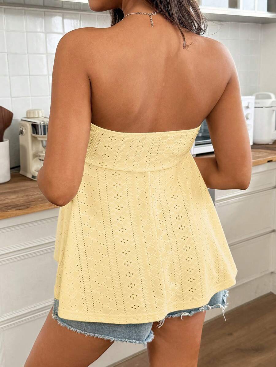 Maternity Strapless Tube Top with Bow Front Detail Boho Yellow Summer Resort Wear Outfit Slim Fit Casual Pregnancy Sun Top