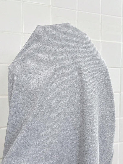 Grey Maternity Heart Embroidery Color Block Fitted Dress - Short Sleeve Boat Neck Slim Fit Sporty Mini Dress - Casual Knitted Summer Maternity Wear
