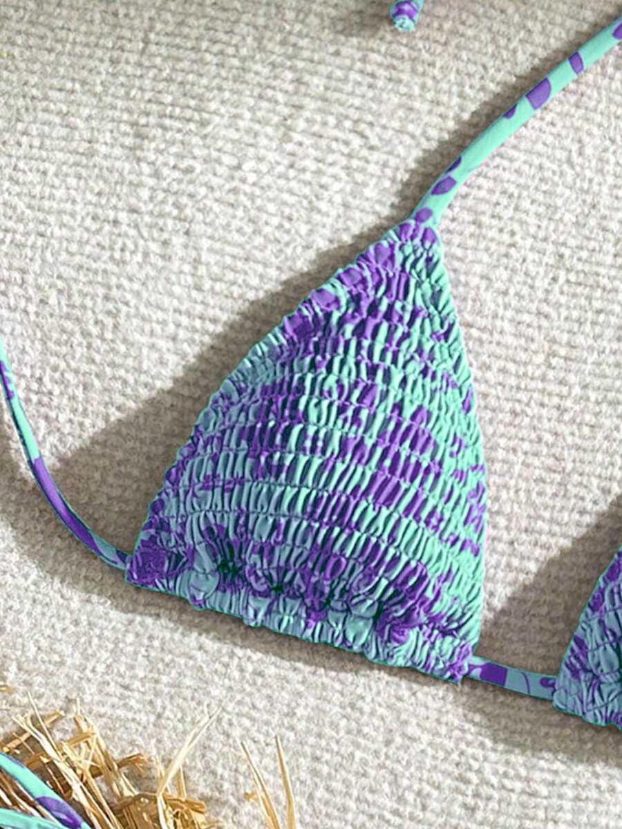 Women's 2-Piece Leopard Print Bikini Set - Ruffled Halter Strap, High Waist, Multicolor