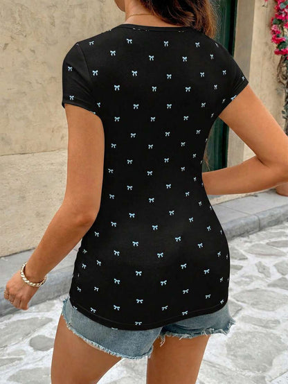 Women's Casual Butterfly Print Short Sleeve T-Shirt, Summer Maternity Clothes For Women Pregnant Women Outfits Bump Friendly Outfits Pregnancy T Shirt Pregnancy Top