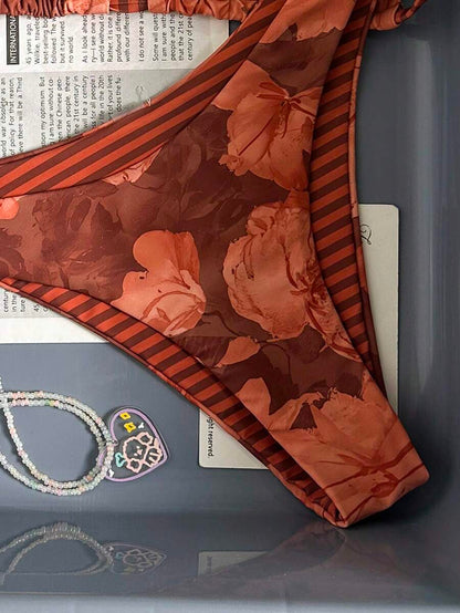 Swim Vcay Women's Tropical Floral Halter Neck Backless Sexy Bikini Set For Beach Vacation For Summer Rave Lollapalooza