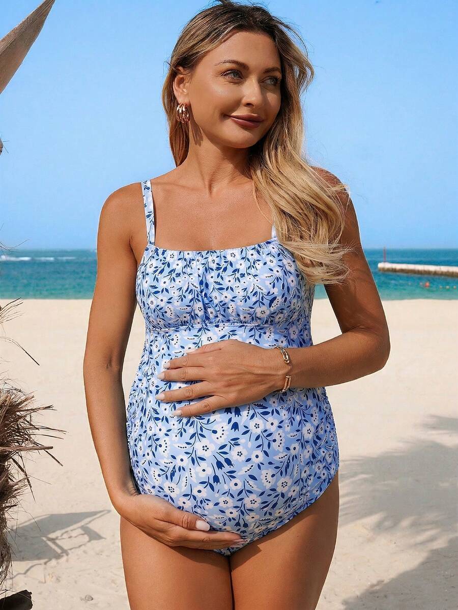 Maternity Boho Swim Top - Soft Stretch Elegant Western Style Beach Resort Swimwear