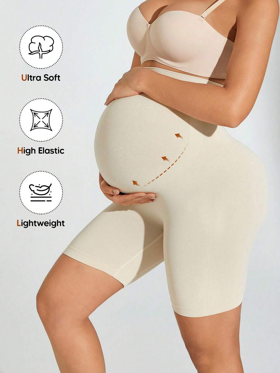 High Waist Seamless Maternity Shorts - Plus Size Anti-Chafing Sports & Cycling