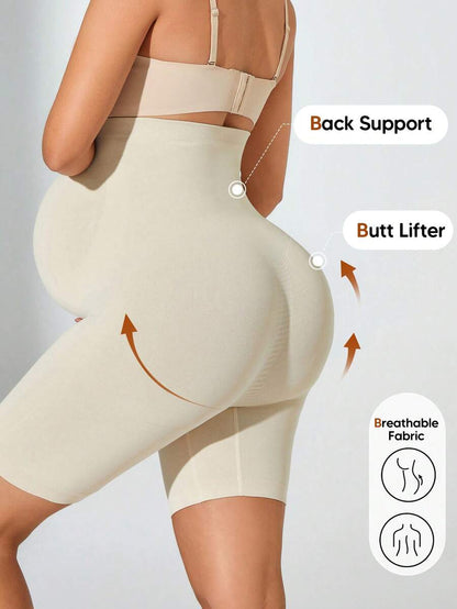 High Waist Seamless Maternity Shorts - Plus Size Anti-Chafing Sports & Cycling