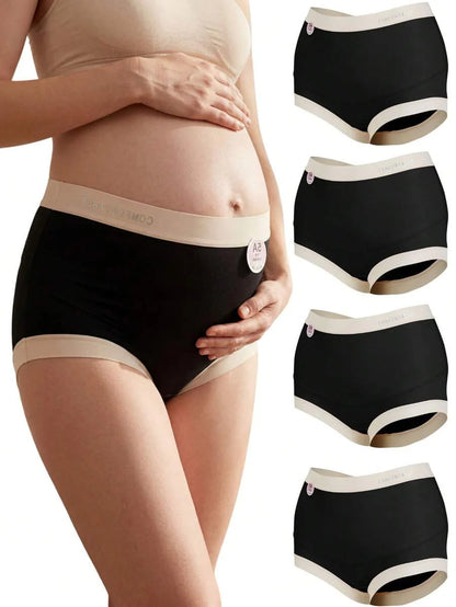 Maternity Modal Panties 4 Pack - Seamless Under Bump Postpartum Boyshort High Waist, Recovery