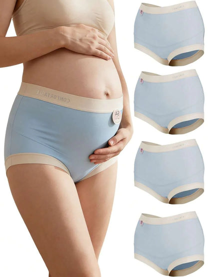 Maternity Modal Panties 4 Pack - Seamless Under Bump Postpartum Boyshort High Waist, Recovery