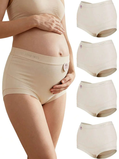Maternity Modal Panties 4 Pack - Seamless Under Bump Postpartum Boyshort High Waist, Recovery
